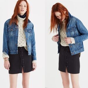 Madewell Black Lace-Up Mini Skirt -Size 10 EUC